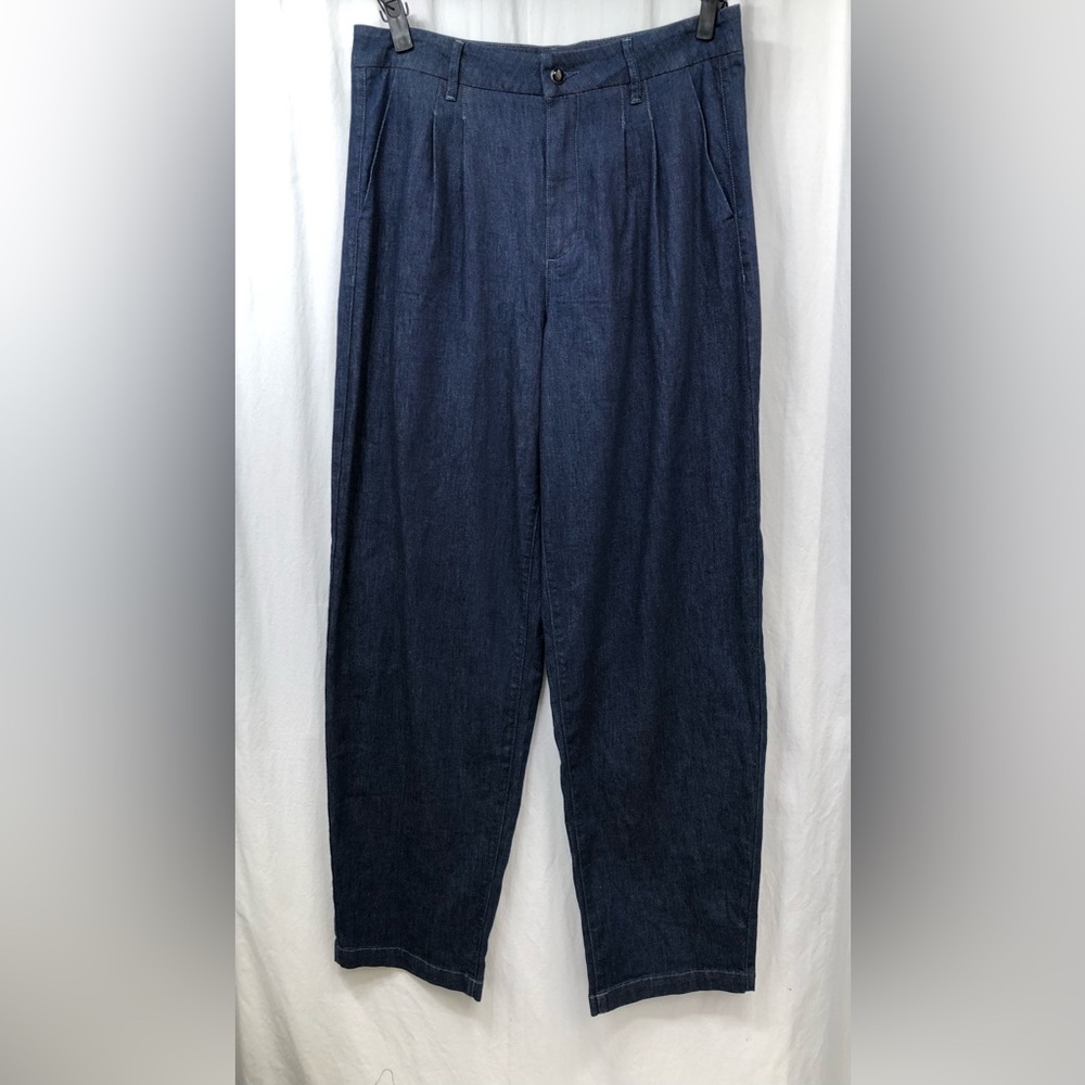 PAIGE Pleated Bella Trouser Jeans Size 31 Styling Vancouver Blue Wash NWT